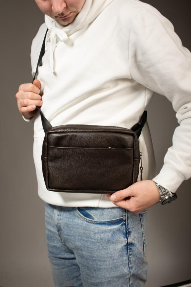 Crossbody, genuine leather fanny pack, leather waist bag SKILL Smart (brown)