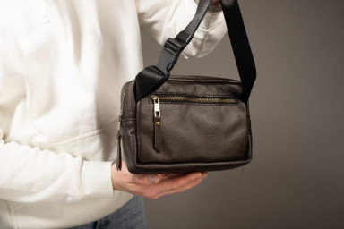 Crossbody, genuine leather fanny pack, leather waist bag SKILL Smart (brown)