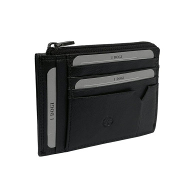 Leather credit card holder Cortina 5049 nero black