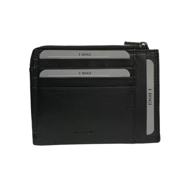 Leather credit card holder Cortina 5049 nero black