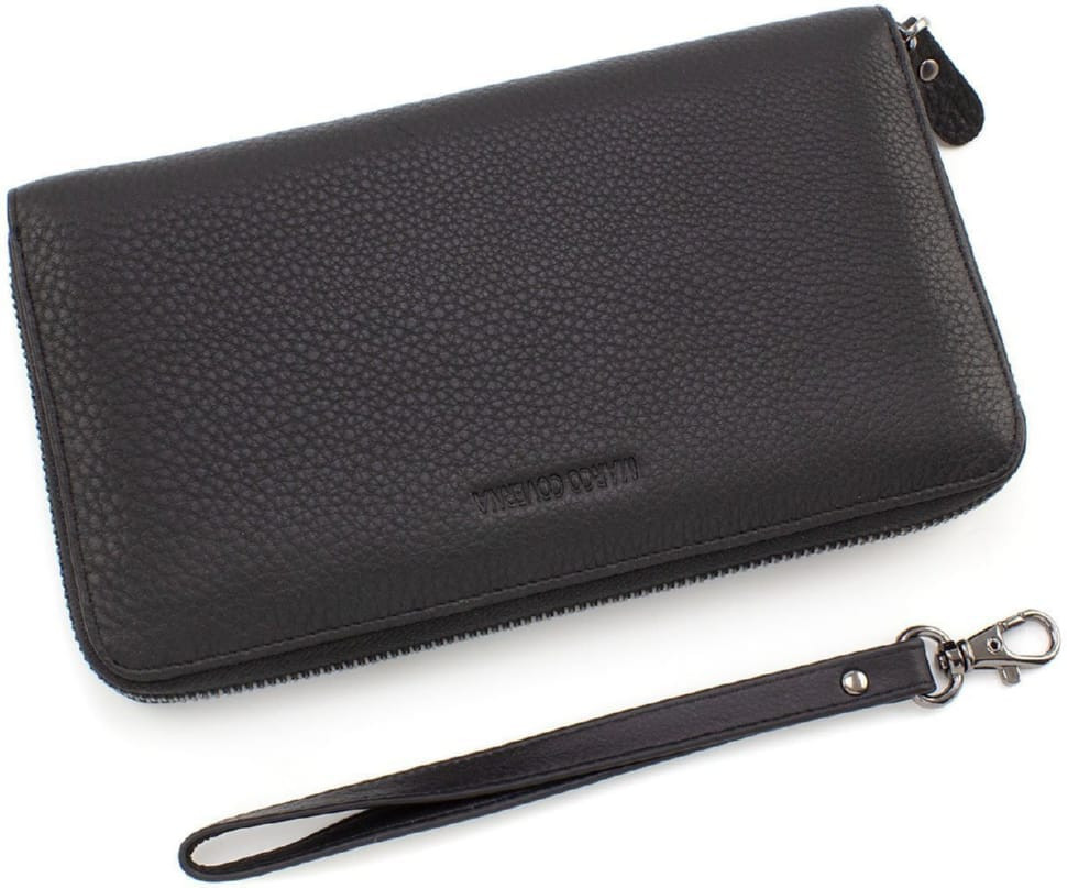 Marco Coverna MC5901Q-1 Textured Leather Clutch with Metal Zipper
