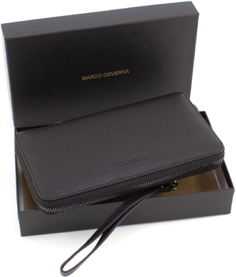 Marco Coverna MC5901Q-1 Textured Leather Clutch with Metal Zipper