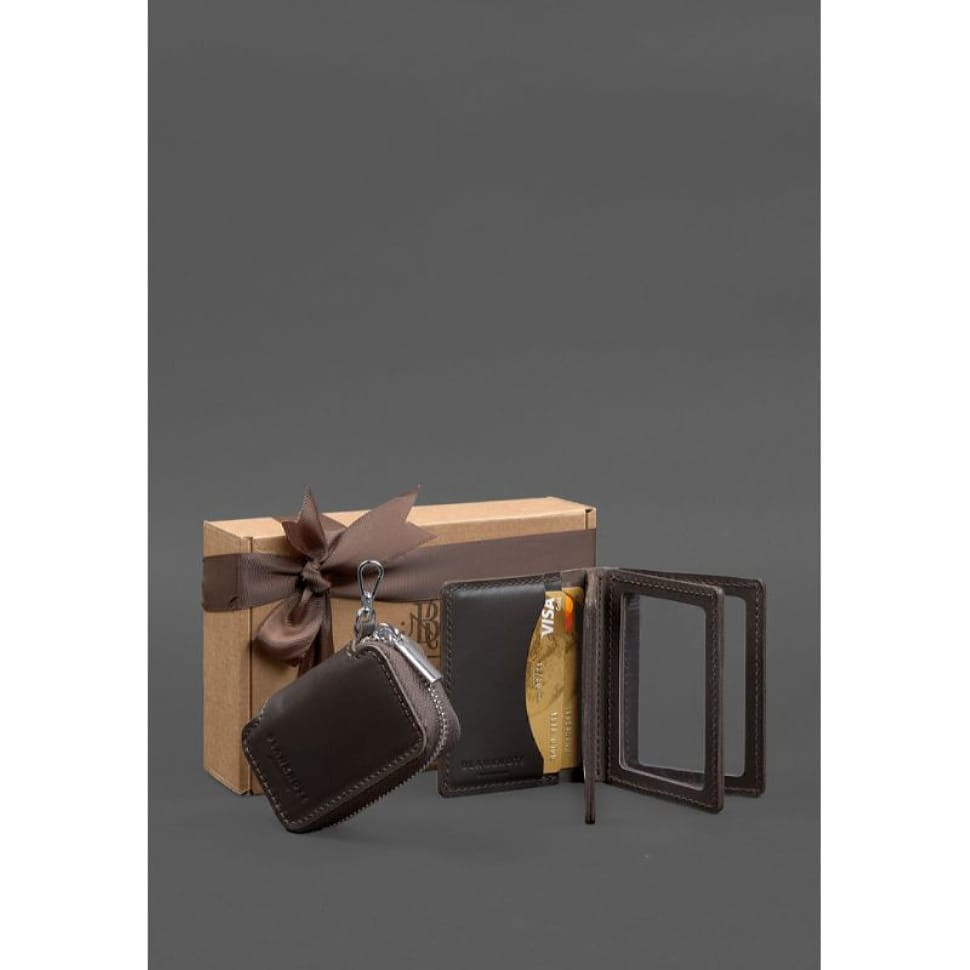 Набір шкіряних аксесуарів AUTO 2.0 темно-коричневий