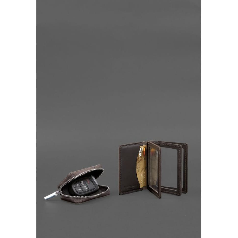 Набір шкіряних аксесуарів AUTO 2.0 темно-коричневий