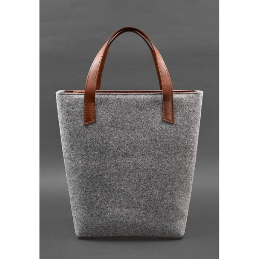 Фетрова жіноча сумка Шоппер DD зі шкіряними коричневими вставками