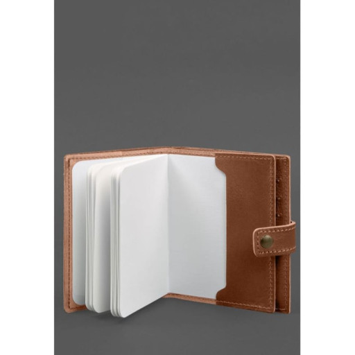 Шкіряна обкладинка-портмоне на паспорт з гербом України 25.1 Світло-коричнева