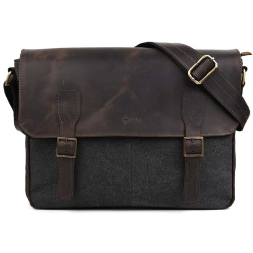 Шкіряна сумка через плече А4 для з канвас та крейзі хорс RCg-7022-3md TARWA