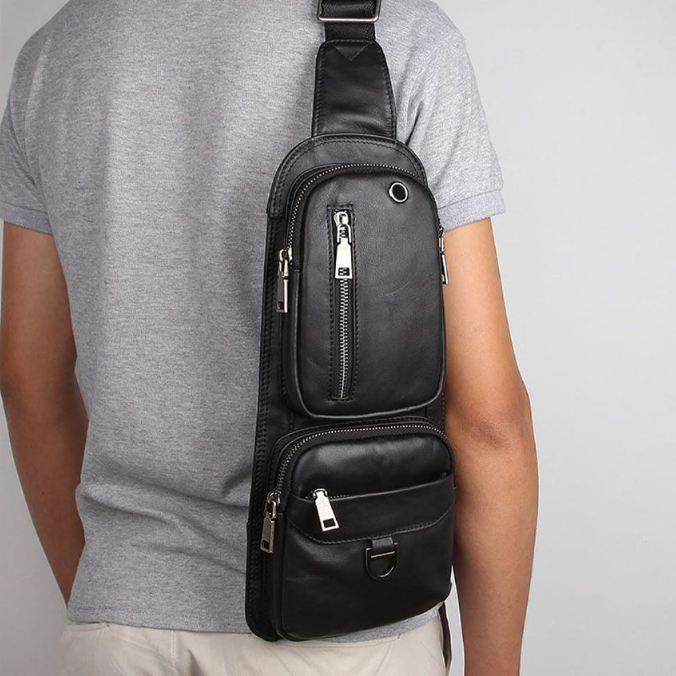 Чоловік рюкзак на моношлейке JD4020A з натуральної шкіри