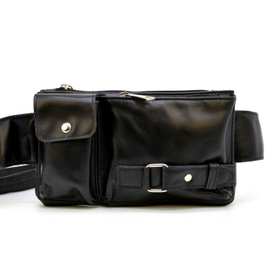 Leather belt bag, banana GA-8135-3md, black, Tarwa brand