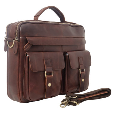 Портфель мягкий кожаный BUFFALO BAGS M8001Q коричневый