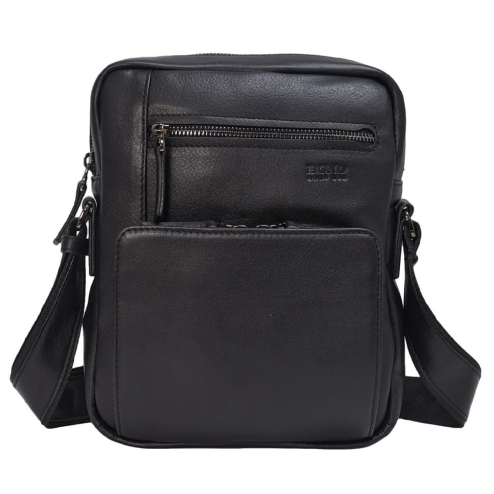 Сумка чоловіча шкіряна BOND 1429-101 чорна гладка
