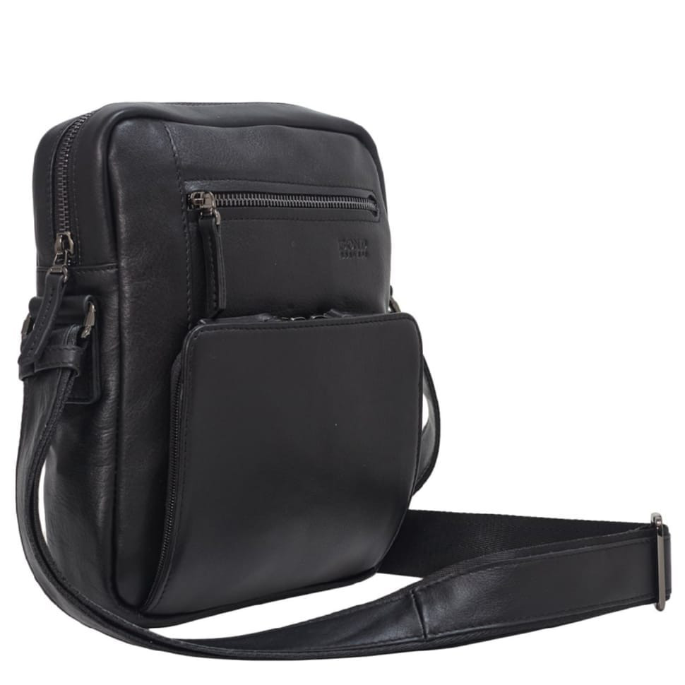 Сумка чоловіча шкіряна BOND 1429-101 чорна гладка