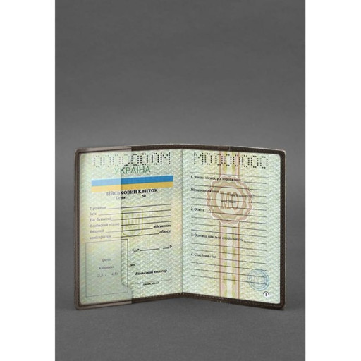 Шкіряна обкладинка для військового квитка 7.0 темно-коричнева