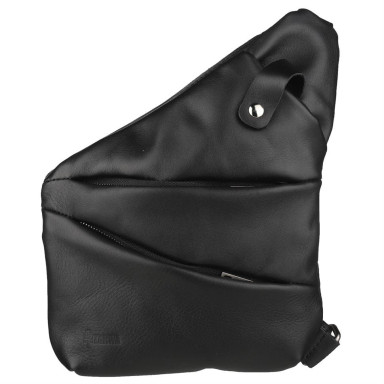 Mens shoulder sling bag mix of canvas and leather GAc-6402-3md black brand TARWA