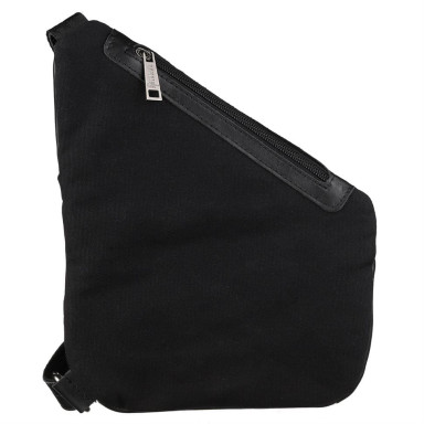 Mens shoulder sling bag mix of canvas and leather GAc-6402-3md black brand TARWA