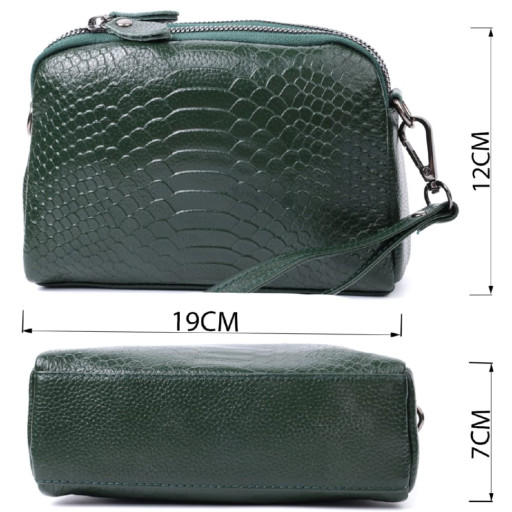 Комплектна жіноча сумка на два відділення з натуральної шкіри Vintage 22802 Зелений