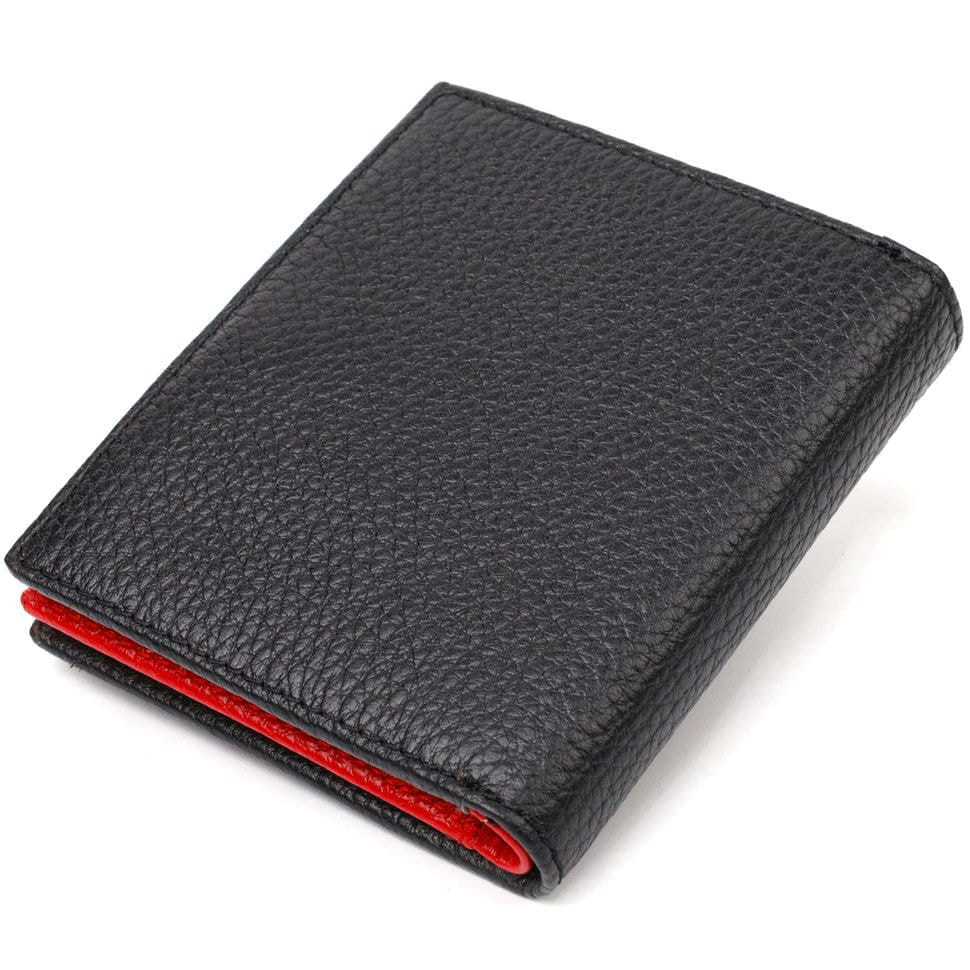 Цікаве портмоне для чоловіків у комбінації двох кольорів із натуральної зернистої шкіри CANPELLINI 21741 Чорне