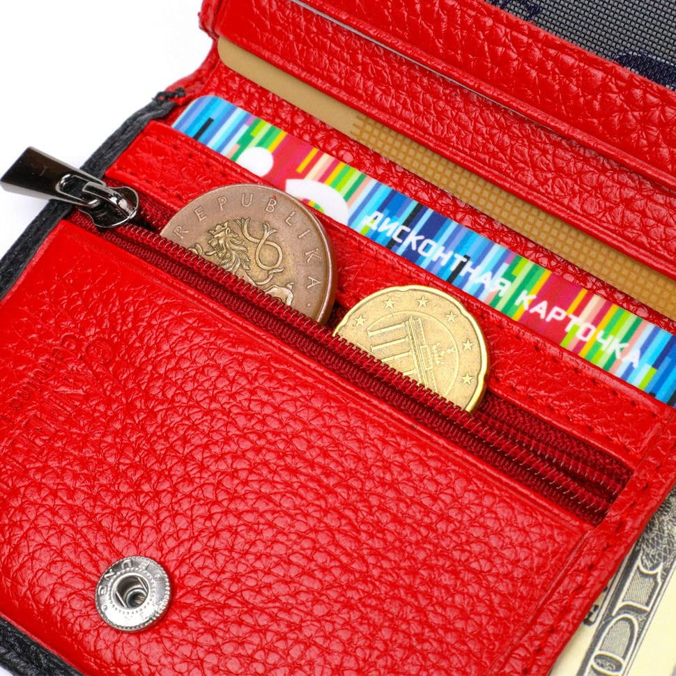 Цікаве портмоне для чоловіків у комбінації двох кольорів із натуральної зернистої шкіри CANPELLINI 21741 Чорне