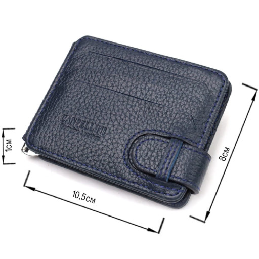 Надійний чоловічий затискач для грошей із натуральної шкіри флотар CANPELLINI 21941 Синій