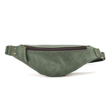 Leather banana bag horse leather green TARWA RE-455-3md