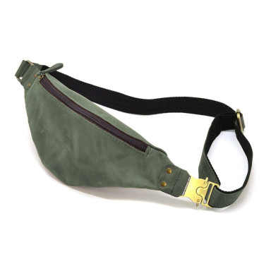 Leather banana bag horse leather green TARWA RE-455-3md