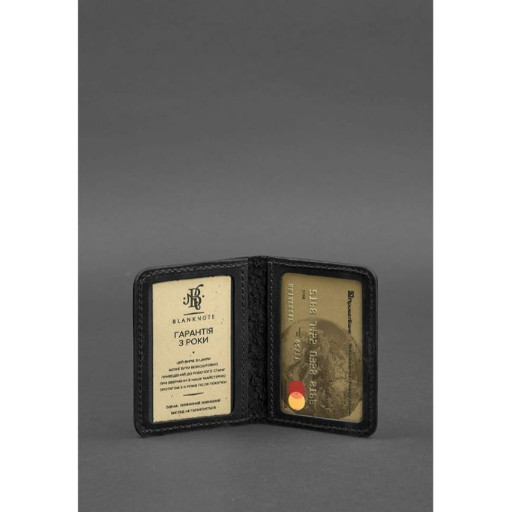 Чоловіча шкіряна обкладинка для ID-паспорта та прав водія 4.0 Карбон чорна