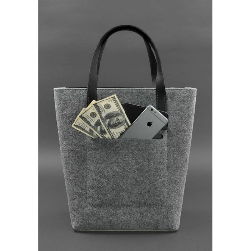 Фетрова жіноча сумка Шоппер DD зі шкіряними чорними вставками