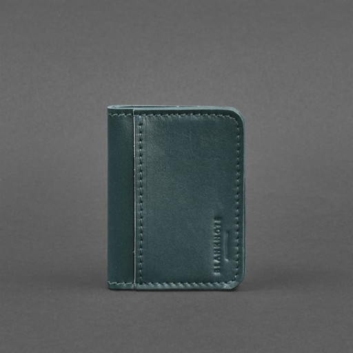 Шкіряна обкладинка для ID-паспорта та прав водія 4.1 зелена з гербом