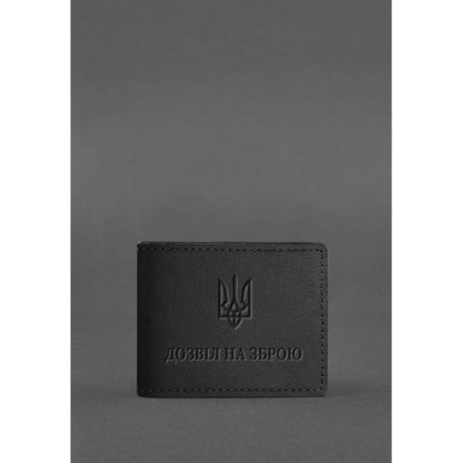 Шкіряна обкладинка для дозволу на зброю Чорна