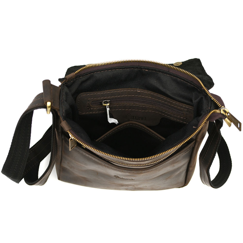 Mens leather shoulder bag RC-1304-4lx TARWA brown
