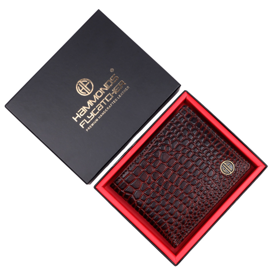 Чоловічий шкіряний гаманець Hammonds Flycatcher HF594 Croc Brown (Коричневий)