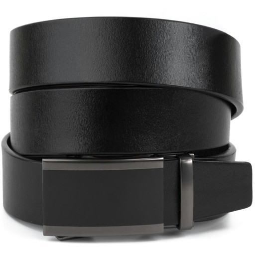 Чоловічий ремень з затемненою пряжкою і чорною вставкою Vintage 20284 Чорний