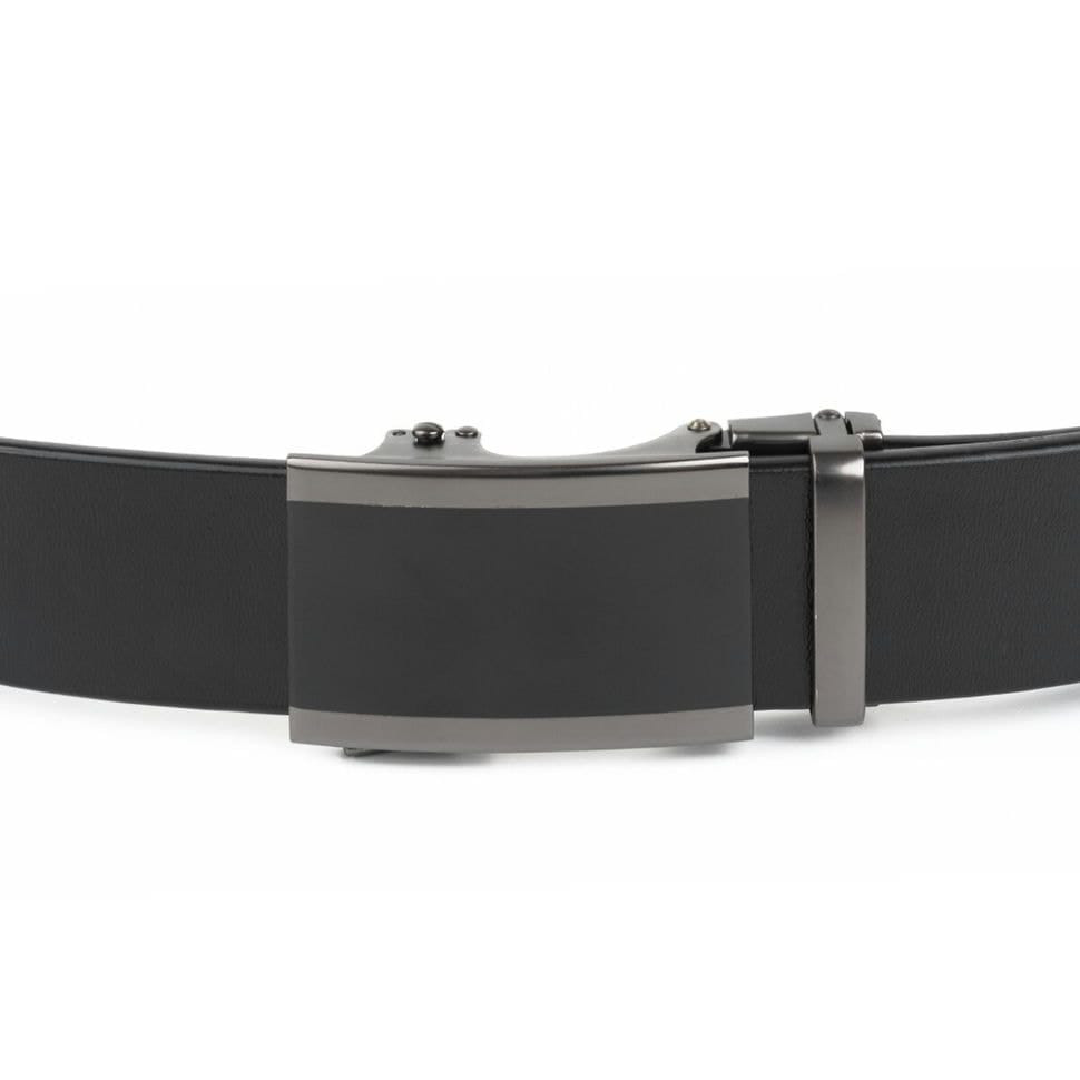 Чоловічий ремень з затемненою пряжкою і чорною вставкою Vintage 20284 Чорний