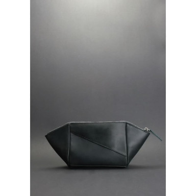 Women's leather cosmetic bag black Crazy Horse