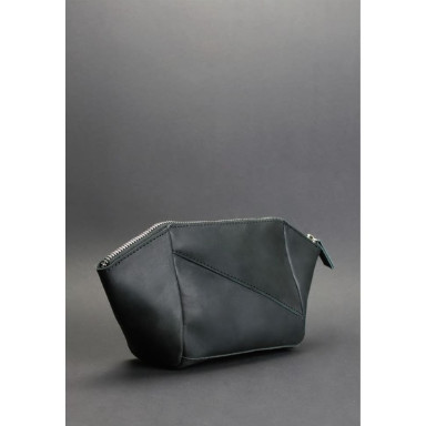 Women's leather cosmetic bag black Crazy Horse