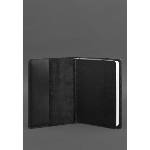 Шкіряна обкладинка для блокнота 6.0 (софт-бук) чорна Crazy Horse