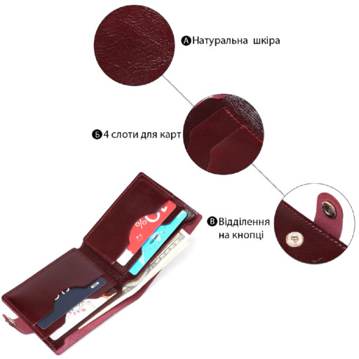 Жіноче глянсове шкіряне портмоне Shvigel 16463 Вишневий