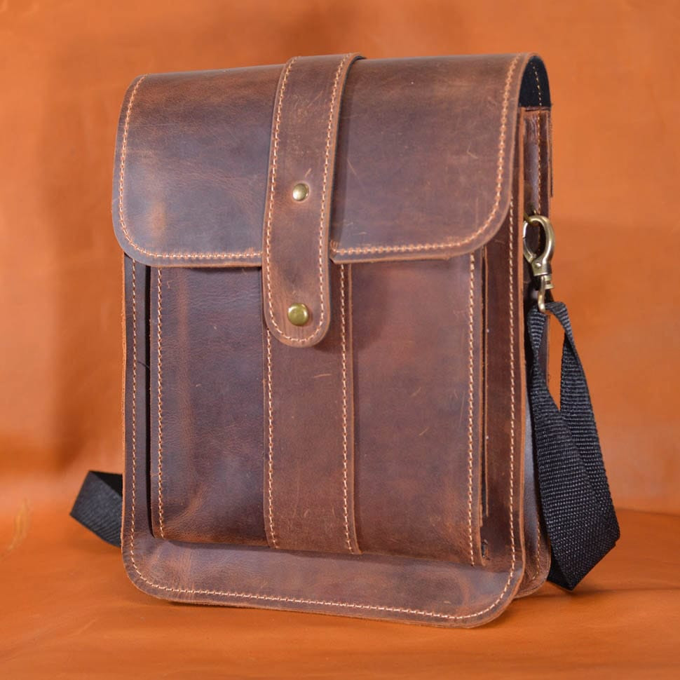 Шкіряна сумка на плече чоловіча з клапаном Limary lim0123rb колір Хеннесі