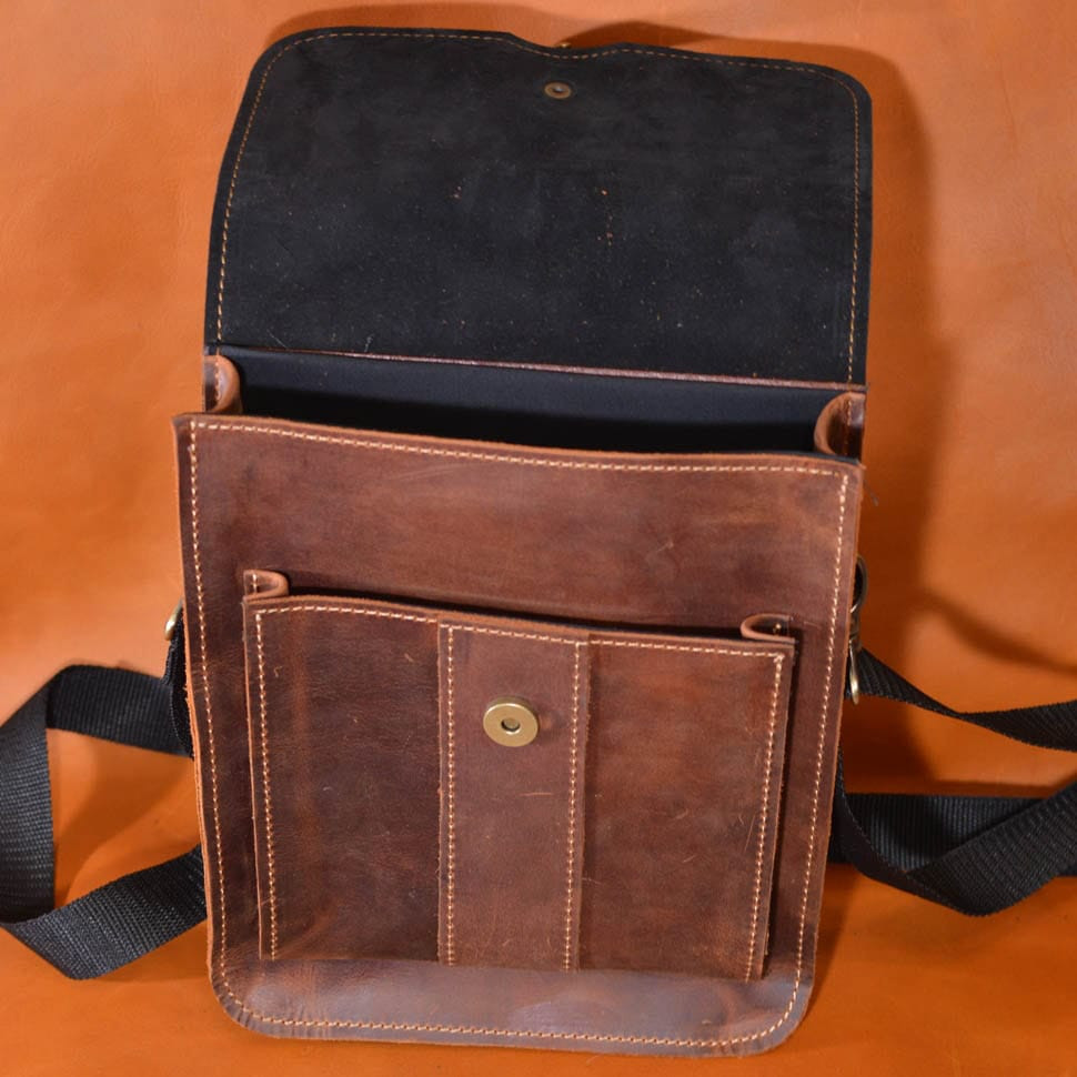 Шкіряна сумка на плече чоловіча з клапаном Limary lim0123rb колір Хеннесі