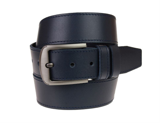 Ремінь чоловічий шкіряний джинсовий одна строчка SULLIVAN RMK-74 (7.5) 115-150 см синій