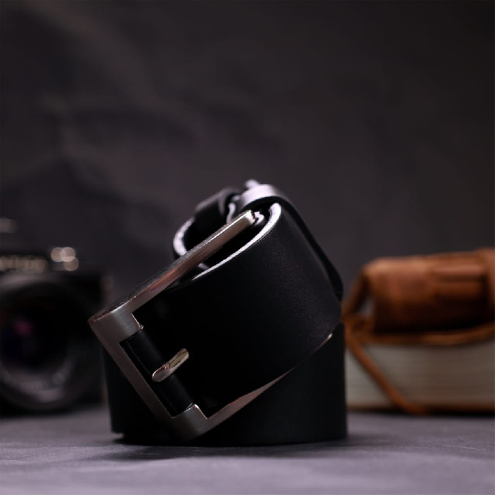 Цікавий ремінь під джинси з натуральної шкіри GRANDE PELLE 11687 Чорний