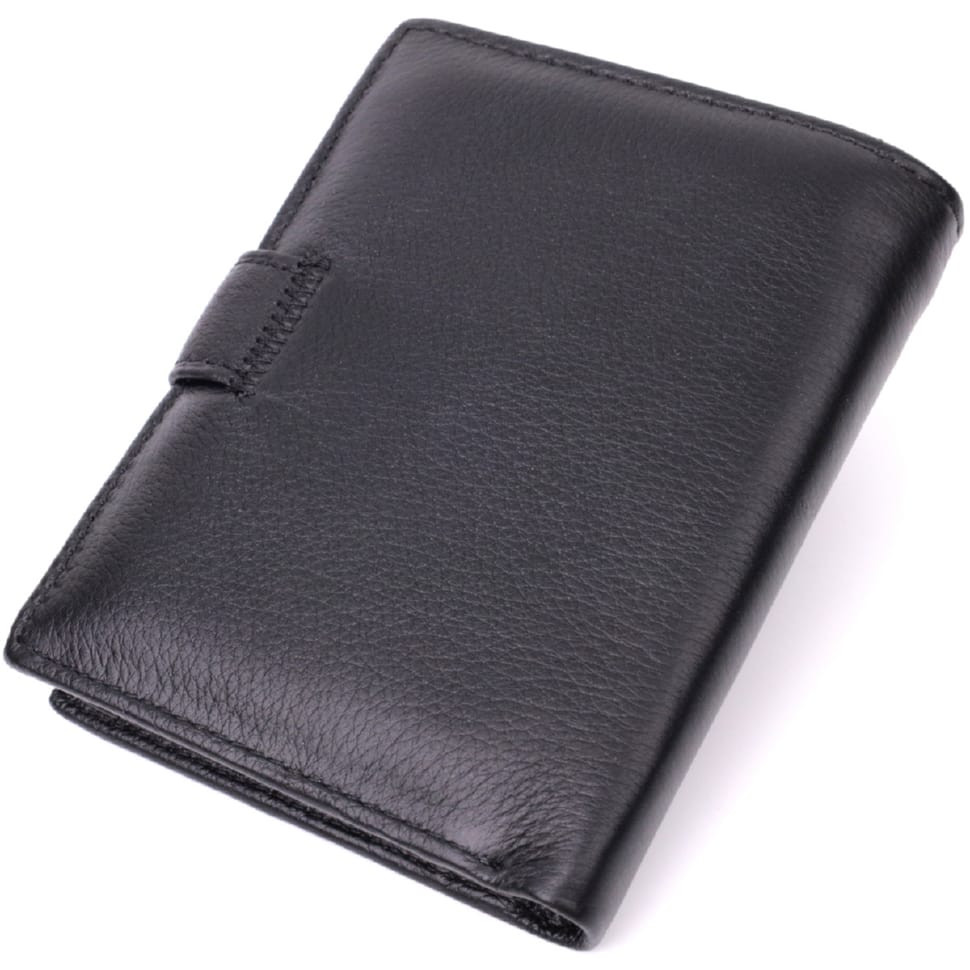 Солидный мужской бумажник вертикального формата из натуральной кожи ST Leather 22462 Черный