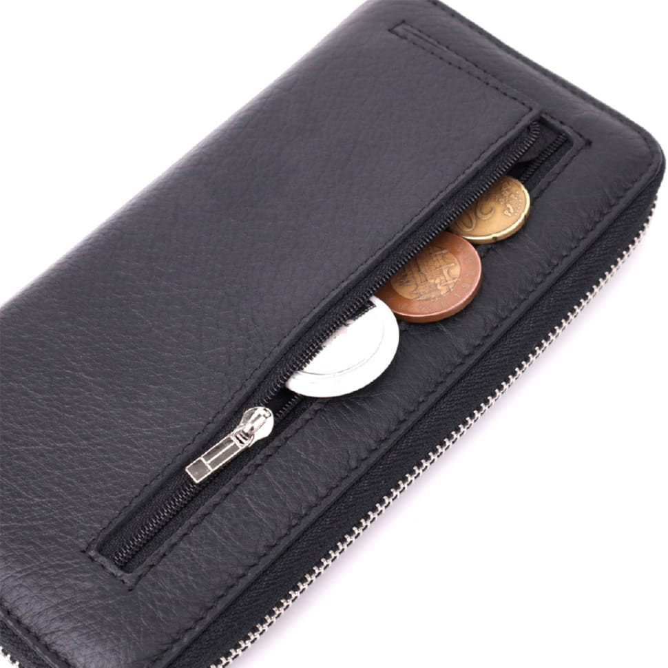 Кошелек-клатч универсальный на одно отделение из натуральной кожи ST Leather 22562 Черный