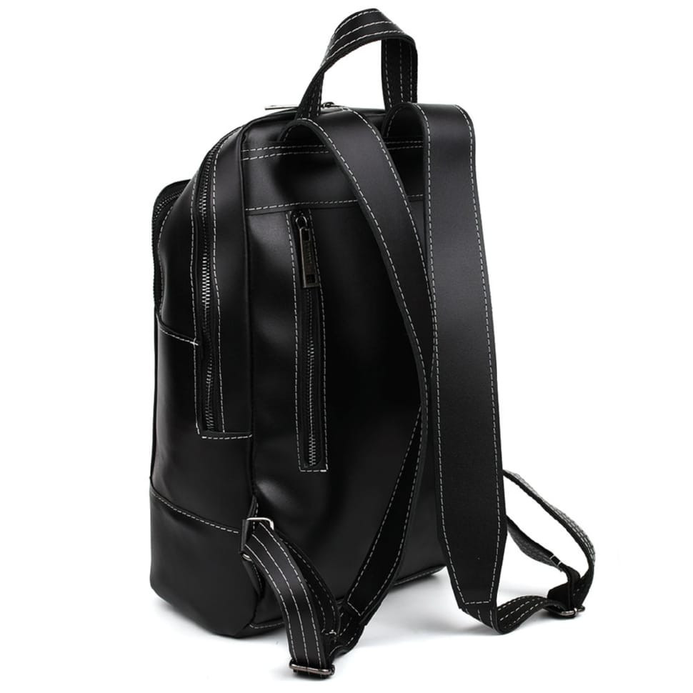 Womens black leather backpack TARWA GAw-2008-3md smooth leather