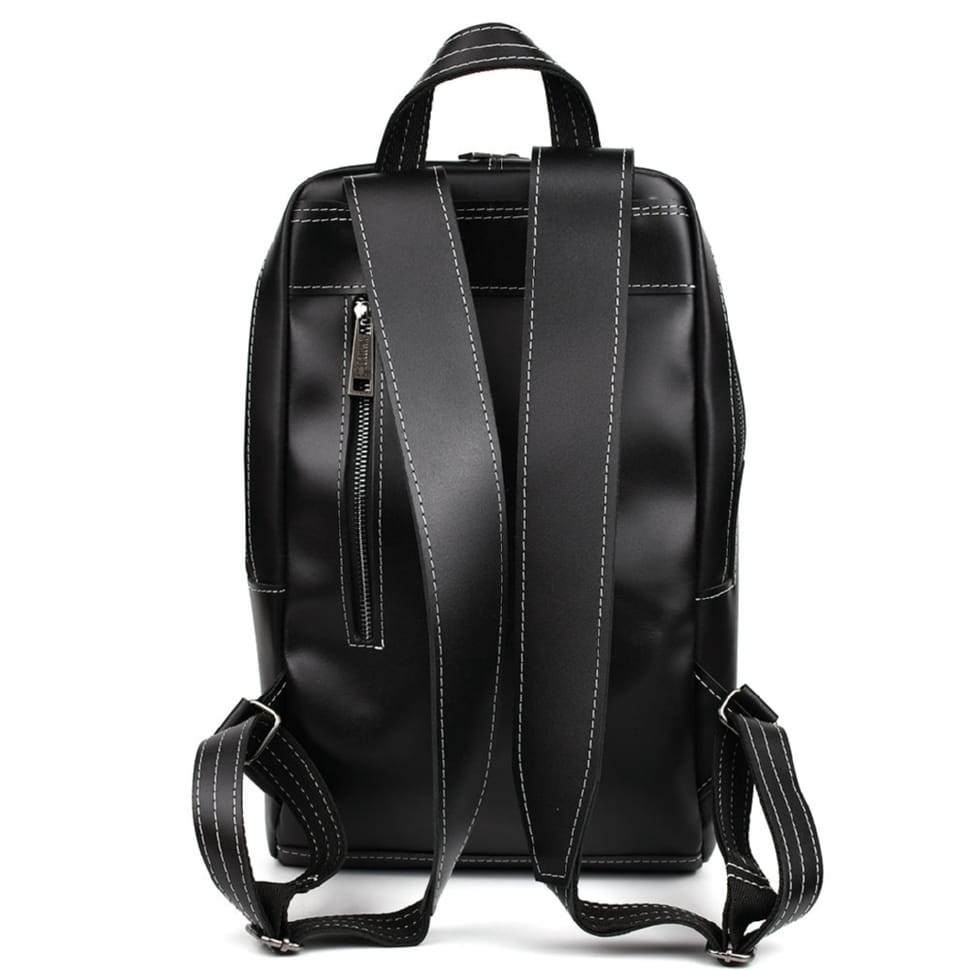 Womens black leather backpack TARWA GAw-2008-3md smooth leather