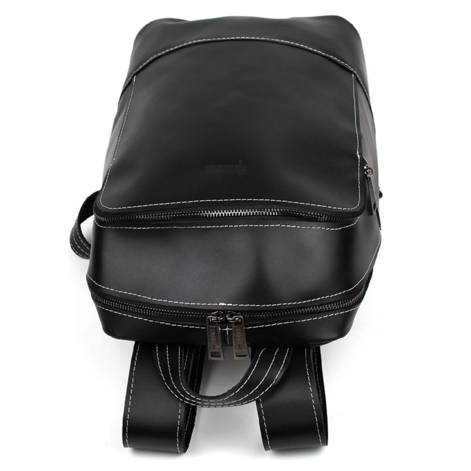 Womens black leather backpack TARWA GAw-2008-3md smooth leather