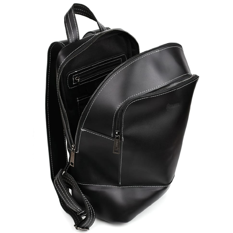 Womens black leather backpack TARWA GAw-2008-3md smooth leather