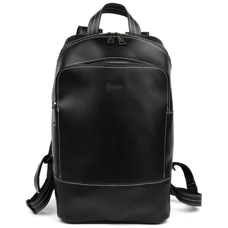 Womens black leather backpack TARWA GAw-2008-3md smooth leather