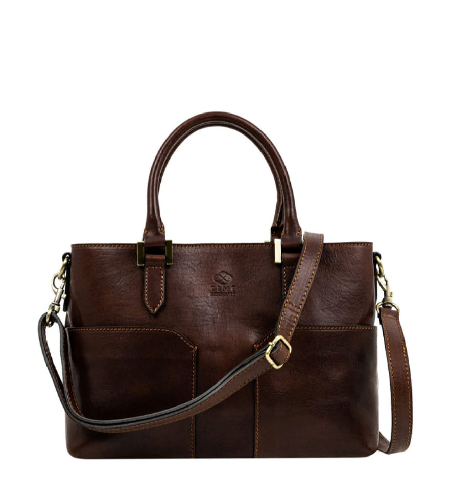 Womens Leather Handbag Shoulder Bag - Camilla - Chocolate Brown Matte color -  Time Resistance 5240001