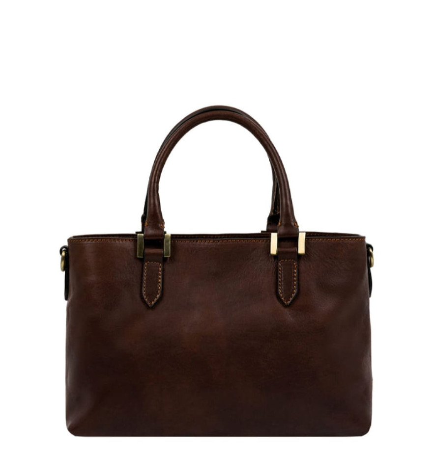 Womens Leather Handbag Shoulder Bag - Camilla - Chocolate Brown Matte color -  Time Resistance 5240001